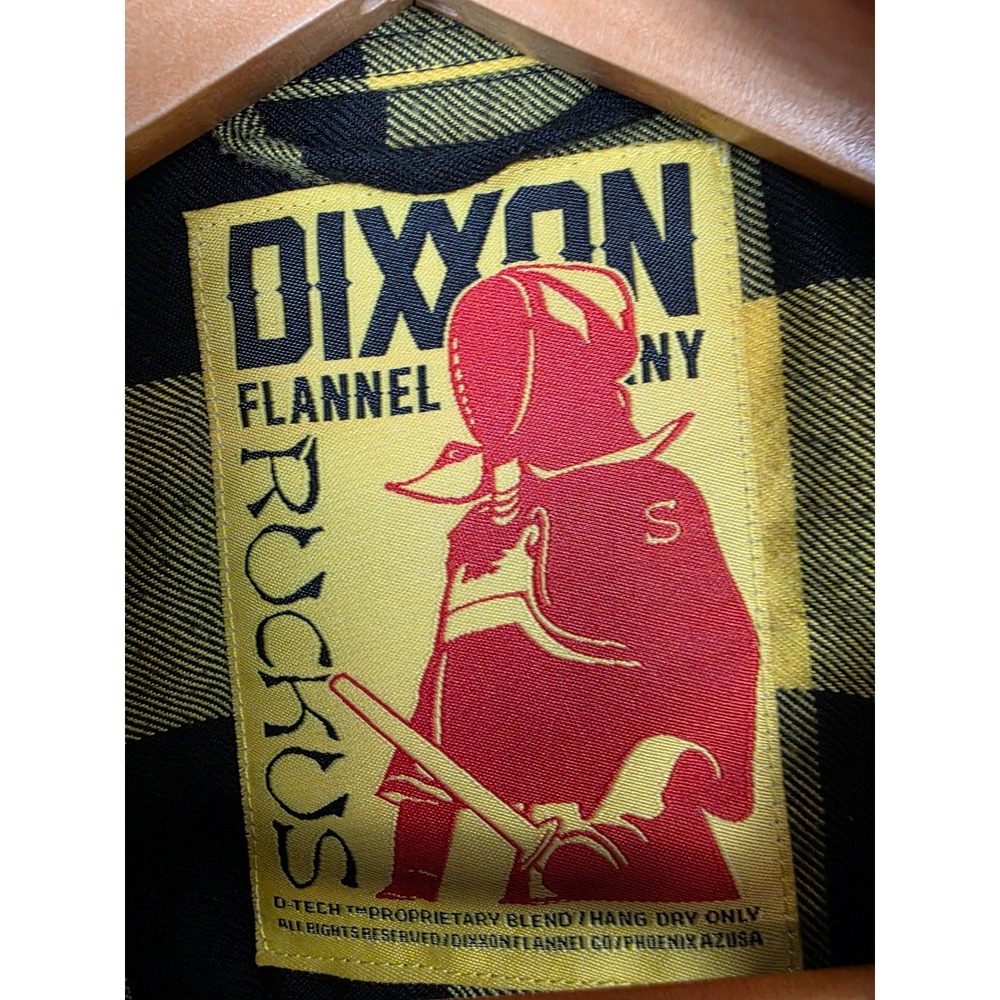 DIXXON Ruckus Flannel Shirt Yellow Black Buffalo Plaid Button Up Women's Small - Picture 6 of 7